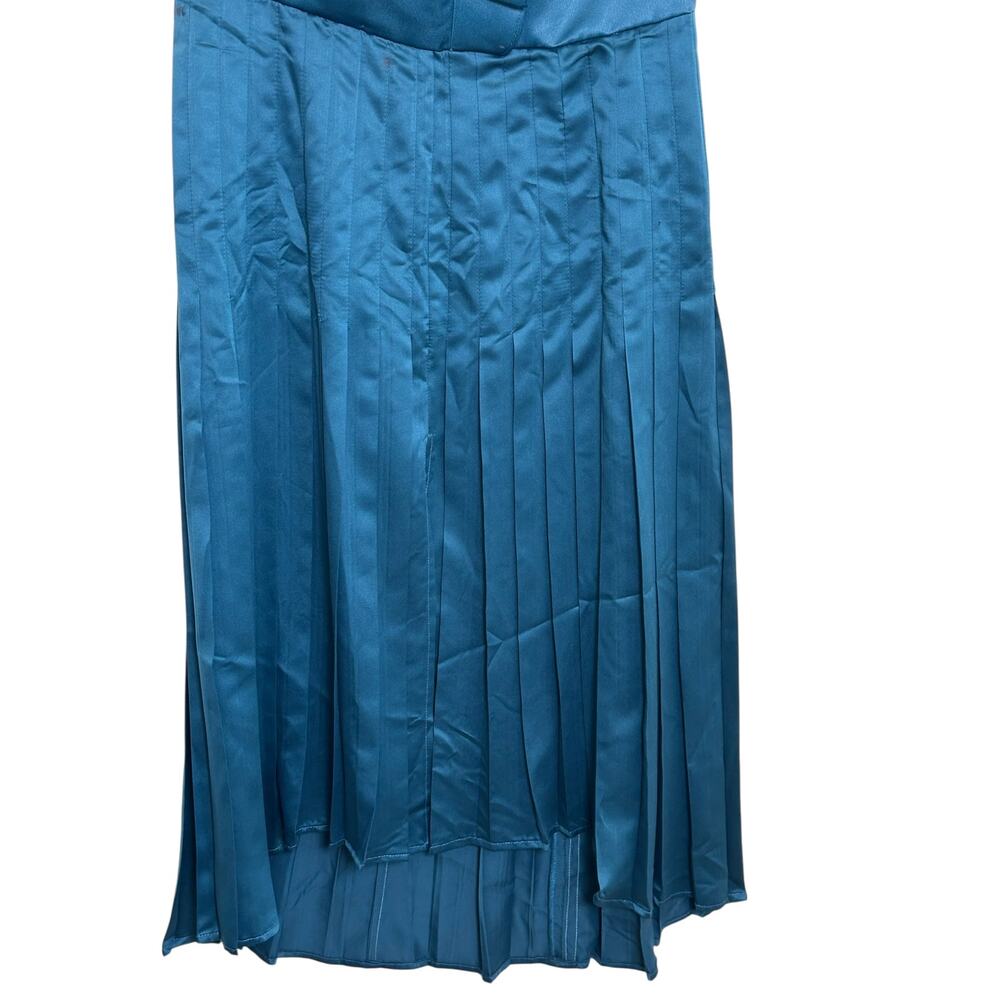 Flor Et.Al One Shoulder Teal Pleated Cocktail Dress Size 2 Asymmetrical Formal - Picture 5 of 10